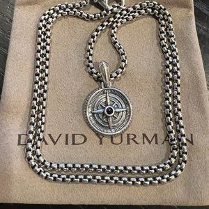 Auth Maritime Compass Amulet & 24" box chain 3.6mm